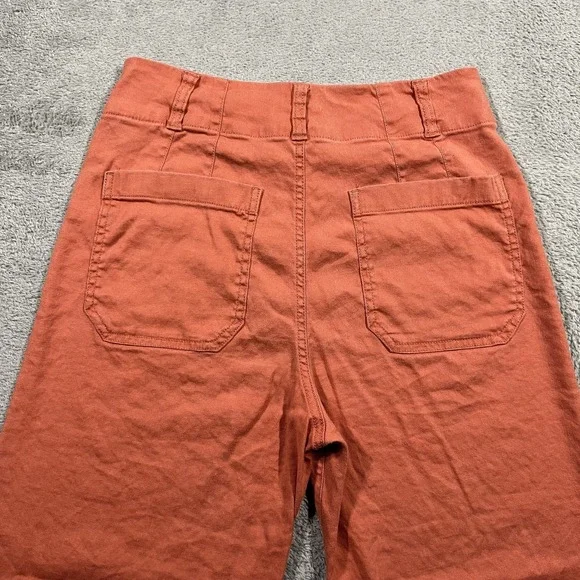 Maeve Pants Womens 27 The Colette Wide Leg Patch Pockets High Rise Cropped Linen - Picture 12 of 14